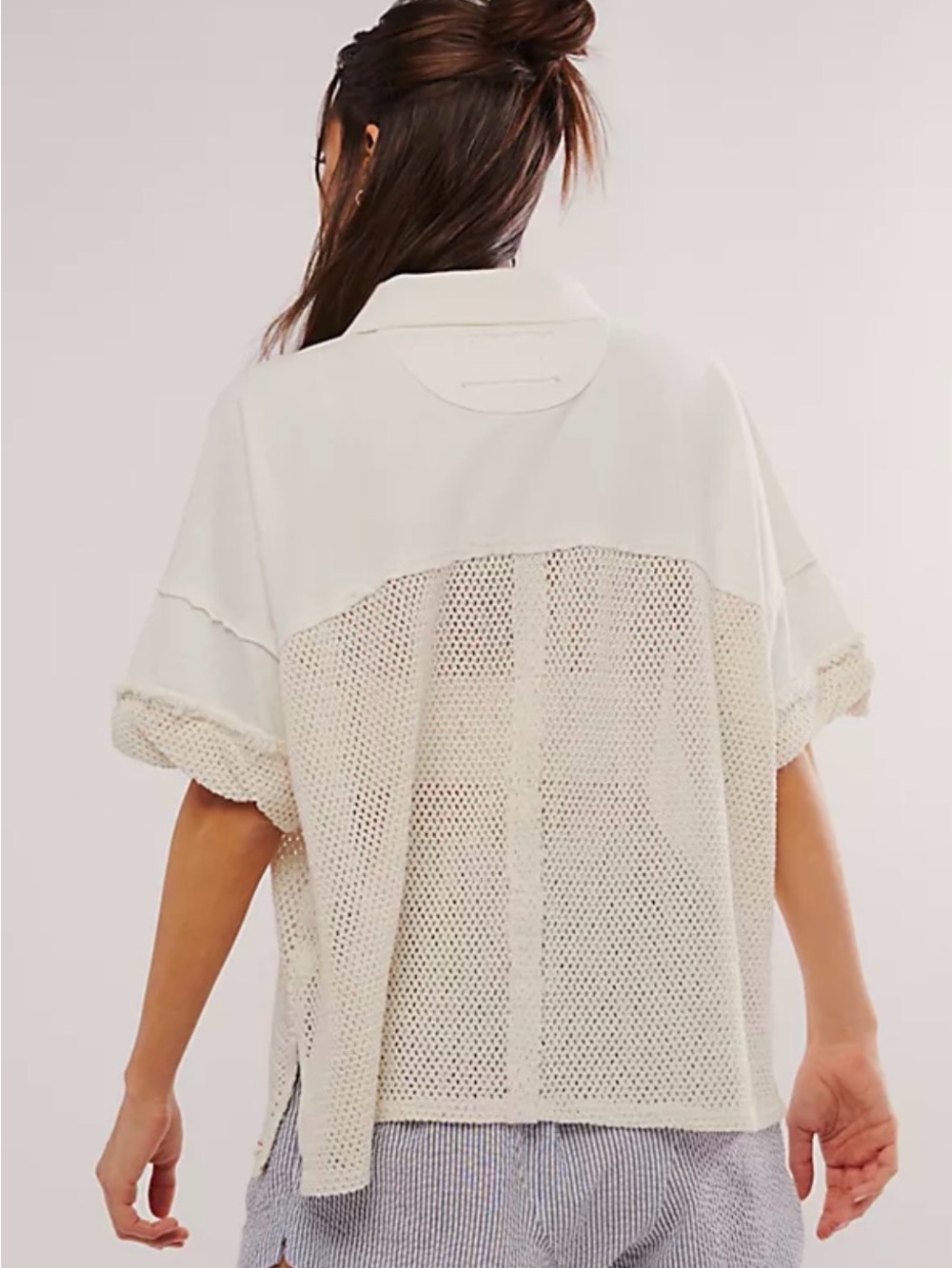 We The Free Cream Knit Mesh Polo Tee - Picture 3 of 9